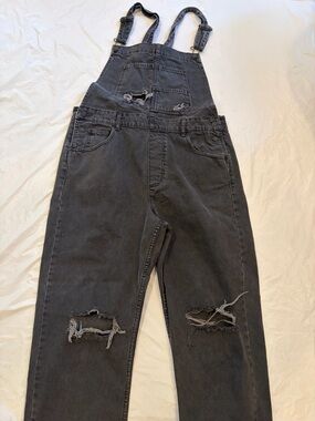 We The Free Overalls Women's Large (37x30) Black Distressed Denim Free People